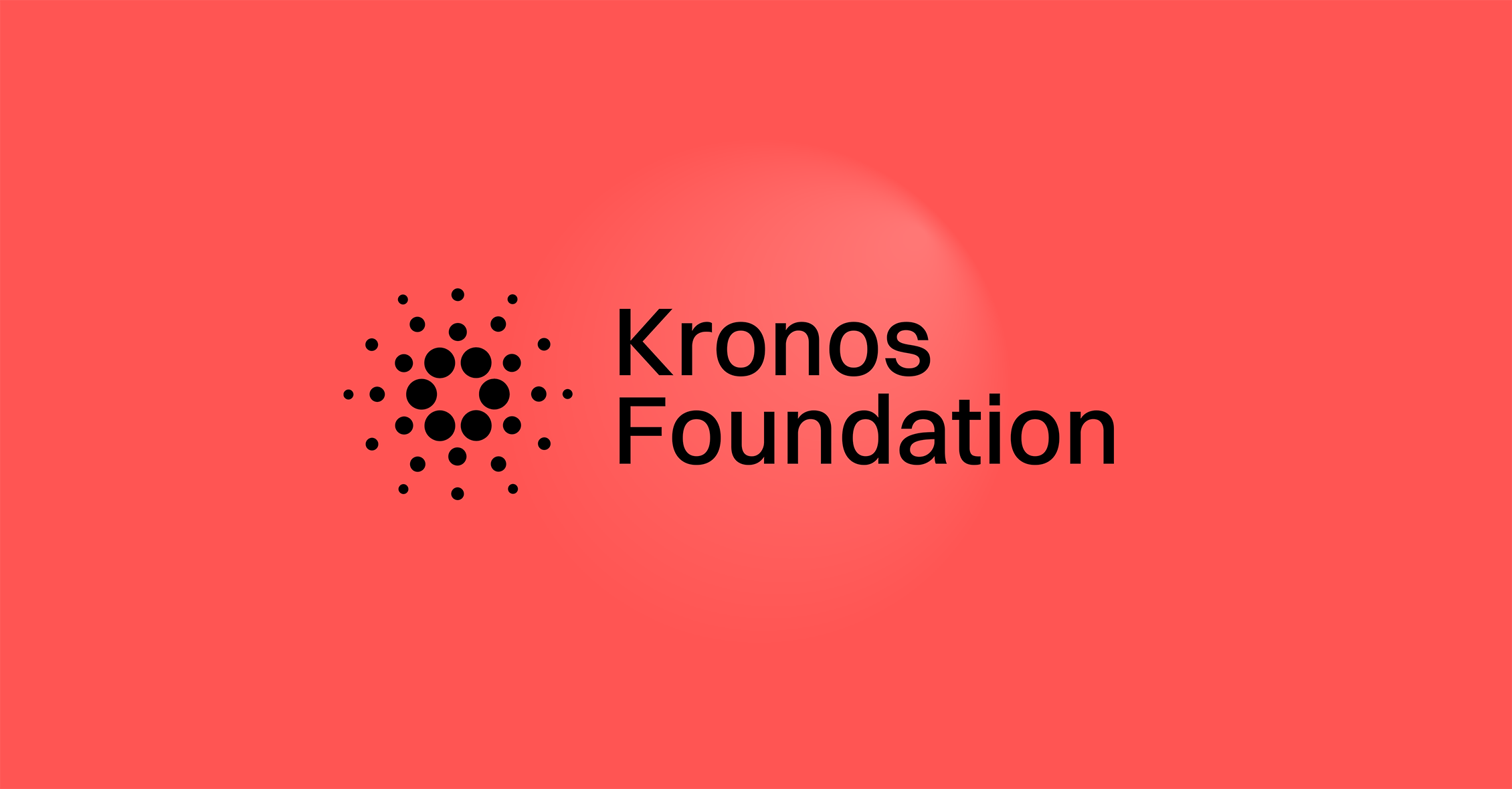 Kronos Foundation logo on top of an orange gradient, above futuristic looking blocks.